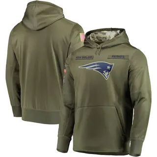 New England Patriots Men's 2018 Salute to Service Sideline Therma Performance Pullover Hoodie - Olive