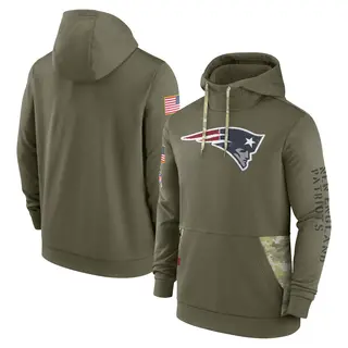 New England Patriots Men's 2022 Salute to Service Therma Performance Pullover Hoodie - Olive