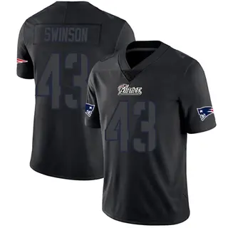 New England Patriots Men's Bradyn Swinson Limited Jersey - Black Impact
