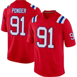New England Patriots Men's Elijah Ponder Game Alternate Jersey - Red