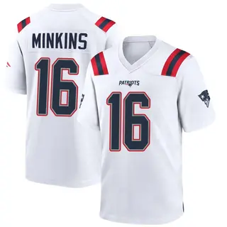 New England Patriots Men's Josh Minkins Game Jersey - White
