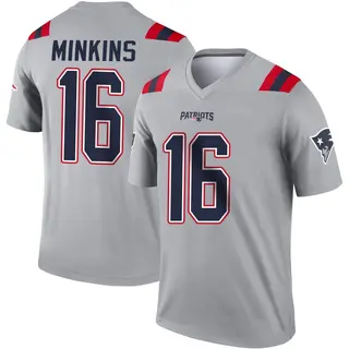 New England Patriots Men's Josh Minkins Legend Inverted Jersey - Gray