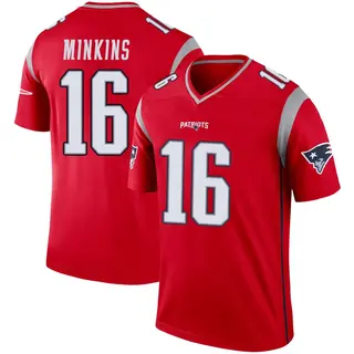 New England Patriots Men's Josh Minkins Legend Inverted Jersey - Red