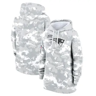 New England Patriots Women's 2024 Salute To Service Club Fleece Pullover Hoodie - Arctic Camo