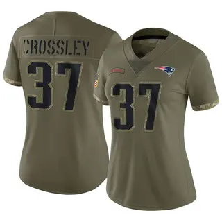 New England Patriots Women's Brandon Crossley Limited 2022 Salute To Service Jersey - Olive