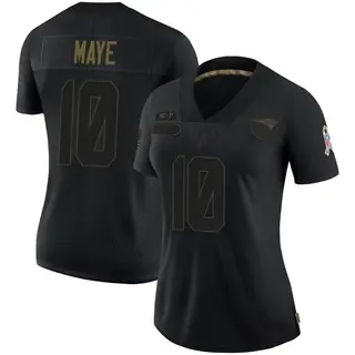 New England Patriots Women's Drake Maye Limited 2020 Salute To Service Jersey - Black