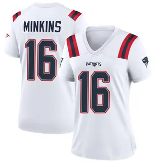New England Patriots Women's Josh Minkins Game Jersey - White