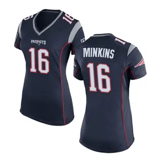 New England Patriots Women's Josh Minkins Game Team Color Jersey - Navy Blue
