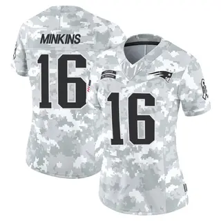 New England Patriots Women's Josh Minkins Limited 2024 Salute to Service Jersey - Arctic Camo