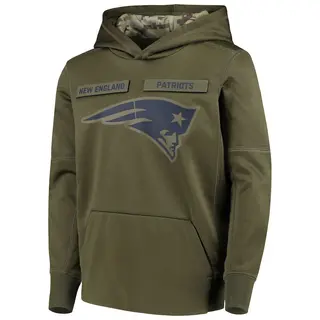 New England Patriots Youth 2018 Salute to Service Pullover Performance Hoodie - Green