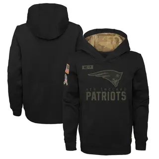 New England Patriots Youth 2020 Salute to Service Pullover Performance Hoodie - Black