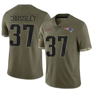 New England Patriots Youth Brandon Crossley Limited 2022 Salute To Service Jersey - Olive