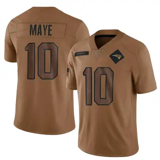 New England Patriots Youth Drake Maye Limited 2023 Salute To Service Jersey - Brown
