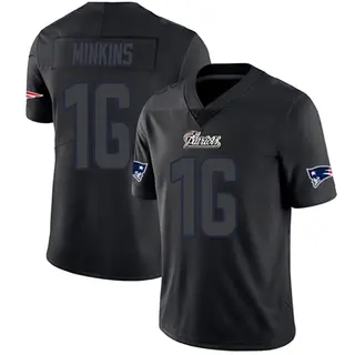 New England Patriots Youth Josh Minkins Limited Jersey - Black Impact