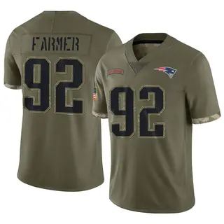 New England Patriots Youth Joshua Farmer Limited 2022 Salute To Service Jersey - Olive