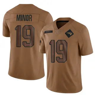 New England Patriots Youth Kobee Minor Limited 2023 Salute To Service Jersey - Brown