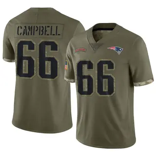 New England Patriots Youth Will Campbell Limited 2022 Salute To Service Jersey - Olive