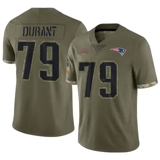 New England Patriots Youth Yasir Durant Limited 2022 Salute To Service Jersey - Olive